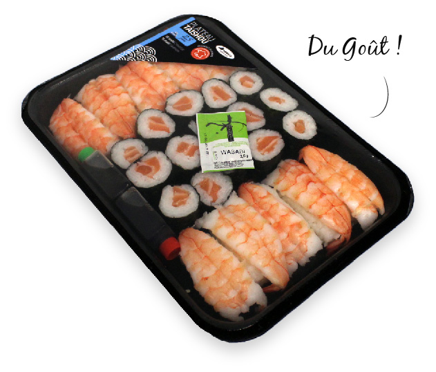plateau TAISHOU par Mericq : sushis crevette et makis saumon