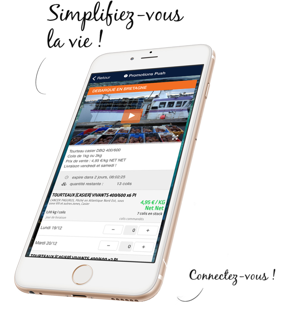 Commander du poisson de criee via l'application Mericq